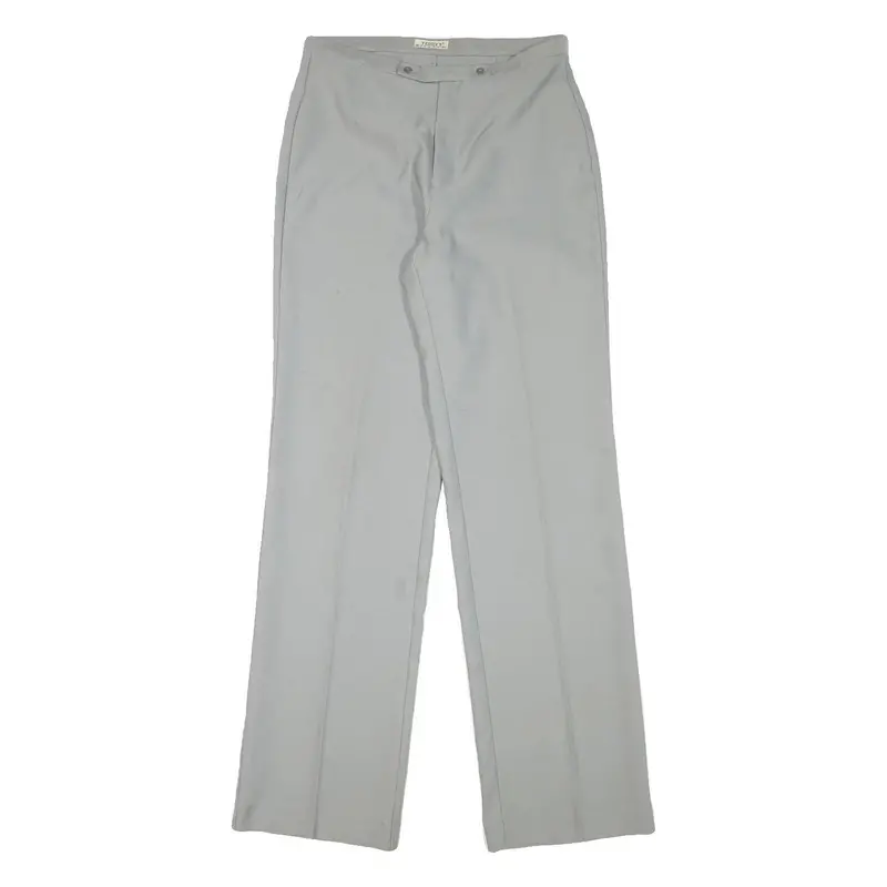 Teddy's Womens Polyester Blend Relaxed Straight Trousers W28 L32 Light Grey Zip 1