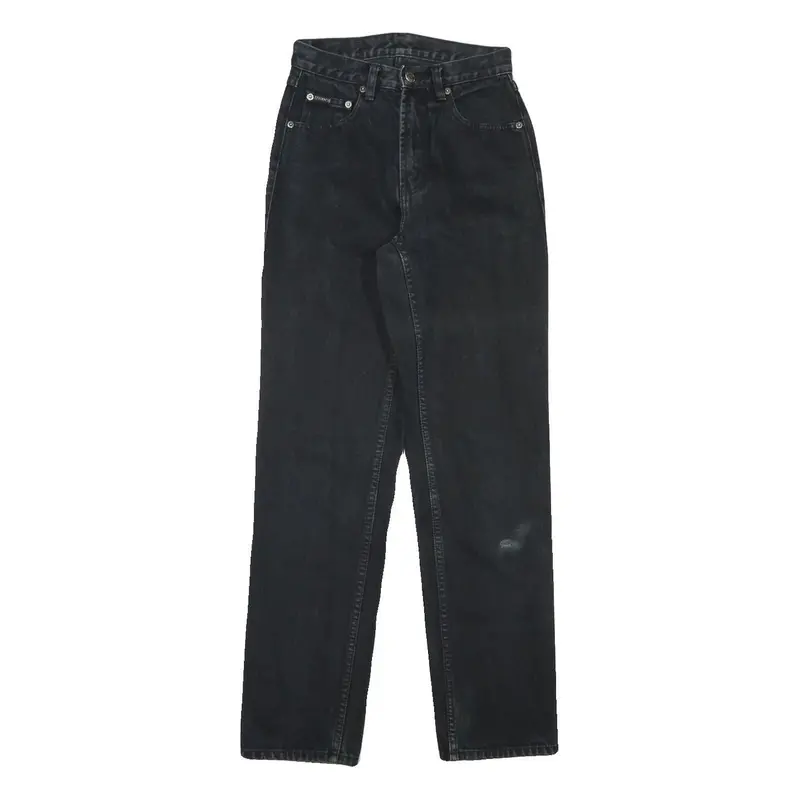 Teddys Womens Regular Fit Black Denim Jeans W24 L30 Zip Closure Casual 1