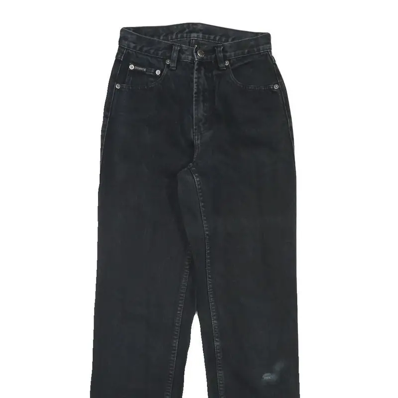 Teddys Womens Regular Fit Black Denim Jeans W24 L30 Zip Closure Casual 2