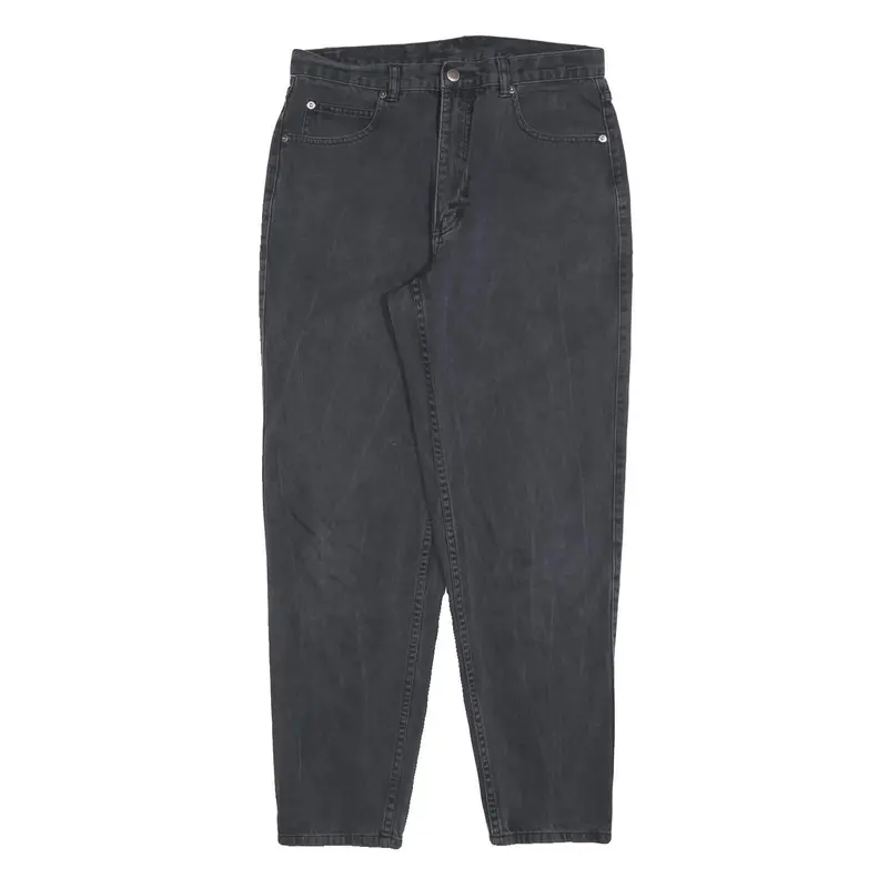 Teddys Womens Regular Fit Black Denim Jeans W30 L30 Classic Cotton Blend Zip 1
