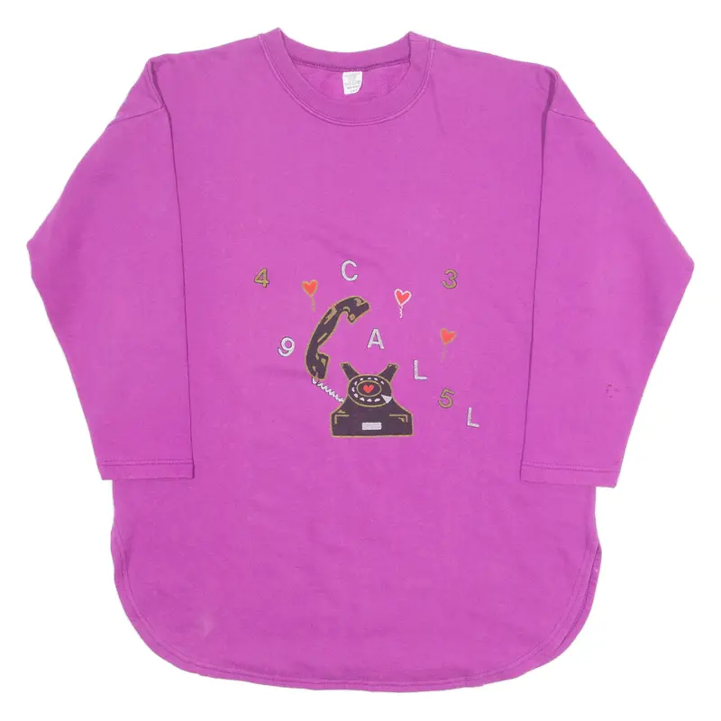 Telephone Call Womens Sweatshirt Purple Crew Neck 90S L 1