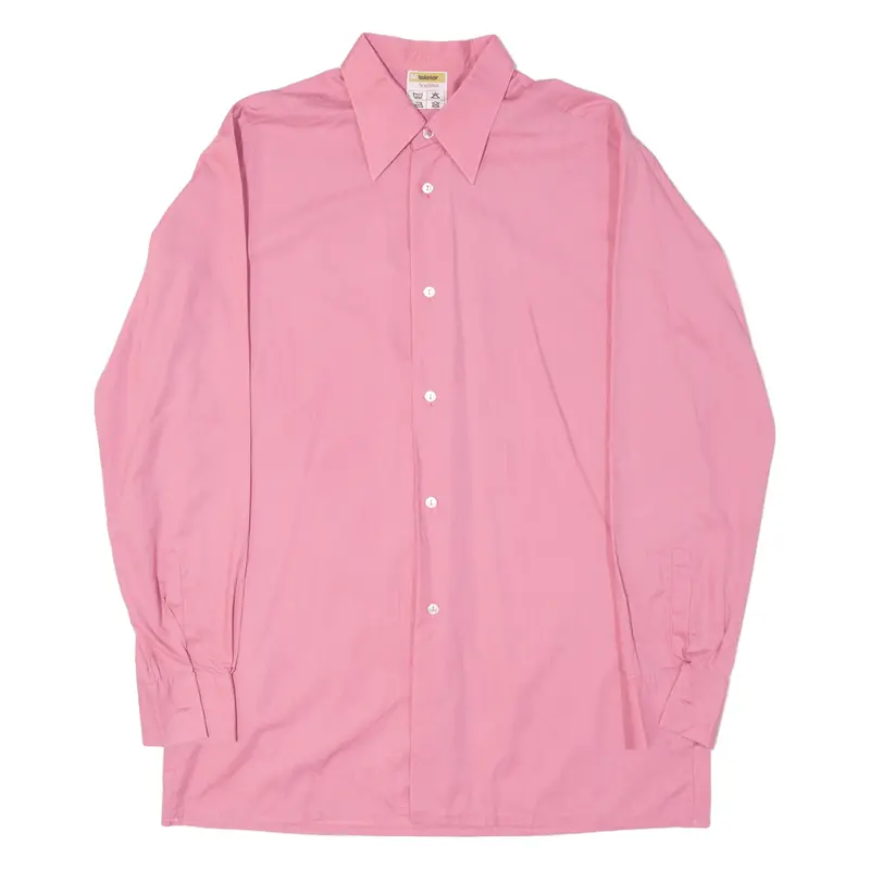 Telstar Mens Plain Shirt Pink Long Sleeve M 1
