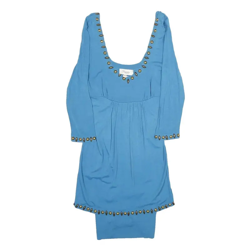 Temperley London Womens Blue Day Jersey Plain Long Sleeve Knee Length Uk 12 1