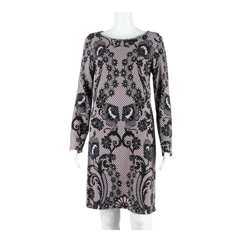 Temperley London Womens Shift Dress Purple Floral Long Sleeve Knee Length Uk 8 1
