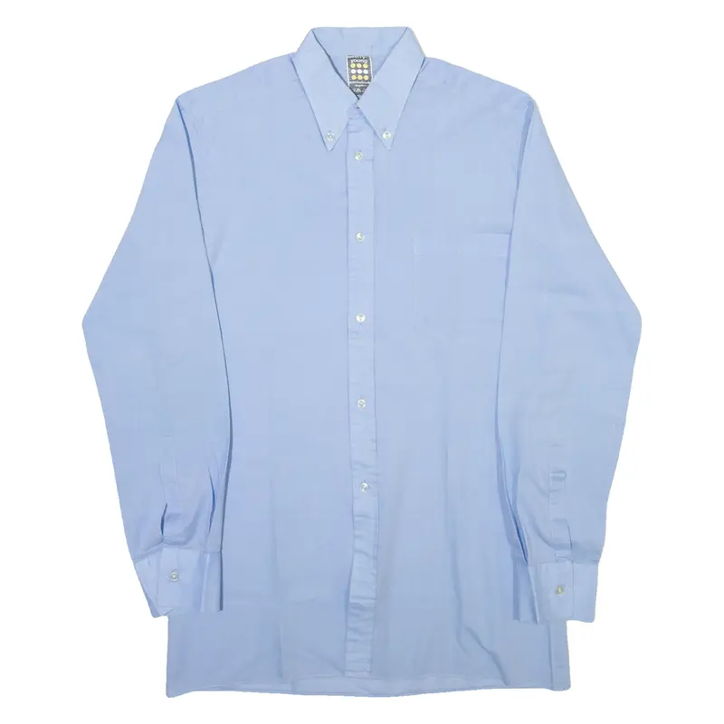 Terry Young Mens Plain Shirt Blue Long Sleeve Xs 1