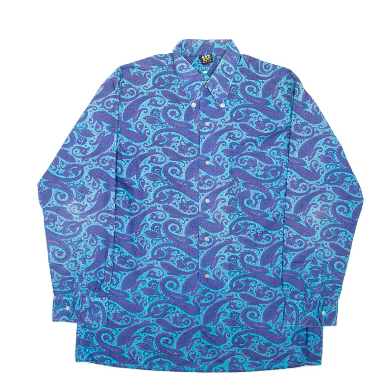 Terry Young Mens Shirt Purple Crazy Pattern Long Sleeve M 1