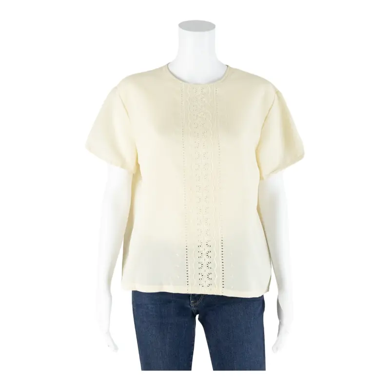 Terylene Womens Top Cream 90S L 1