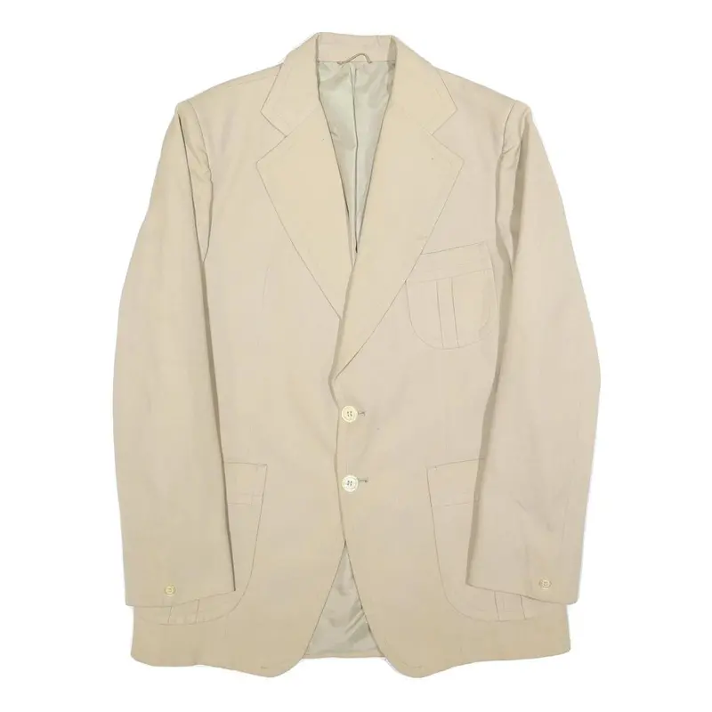 Teryline Mens Beige Button Jacket M Polyester Blend Plain Classic Stylish 1