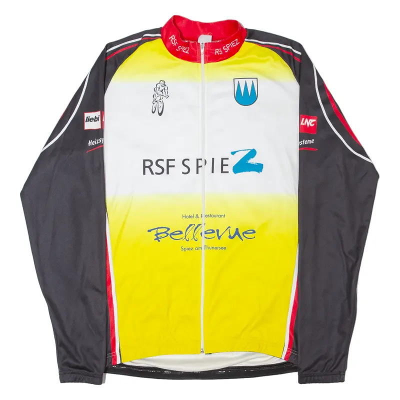 Texi Cycling Shirt Full Zip Mens Jersey Yellow Long Sleeve M 1