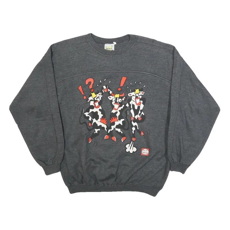 The Best Womens Grey Cotton Blend Crew Neck S Sweatshirt Cartoon Graphic Casual 1