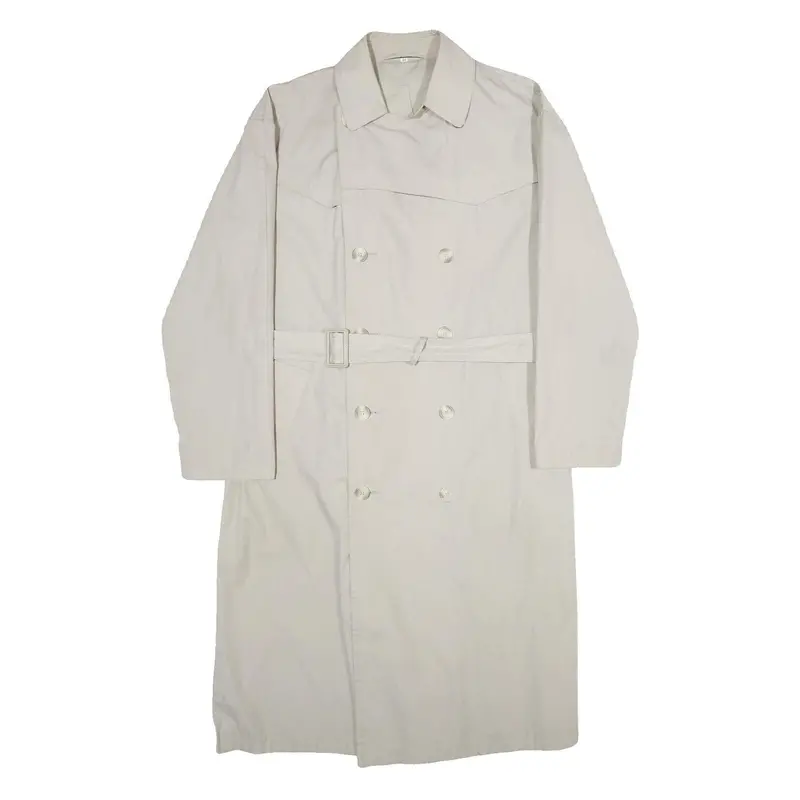 The Burton Collection Mens Cream Trench Jacket M Polyester Plain Button Closure 1