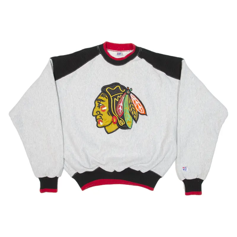 The Game Nhl Chicago Blackhawks Mens Sweatshirt Grey 90S Usa L 1