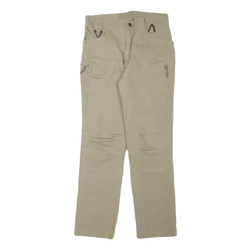The Hermit Mens Cotton Blend Beige Regular Fit Straight Leg Trousers W29 L28 1