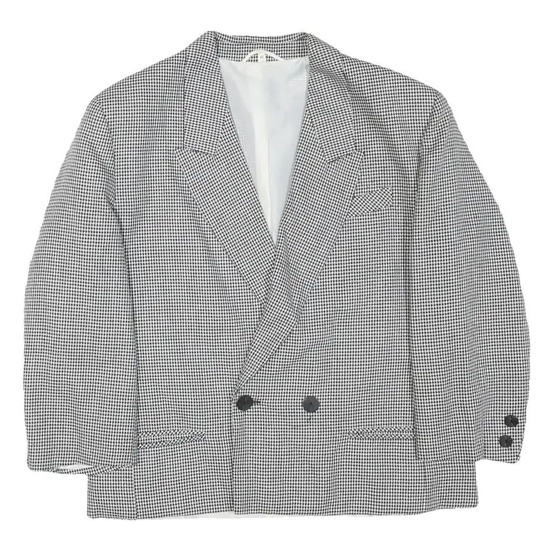 The Legend Womens Black & White Houndstooth Double Breasted Jacket M Polyester 1