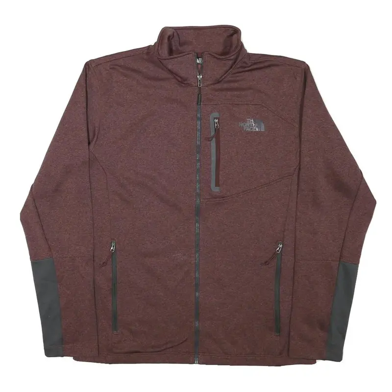 The North Face Mens Maroon & Grey Outdoor Jacket M Polyester Blend Zip 1