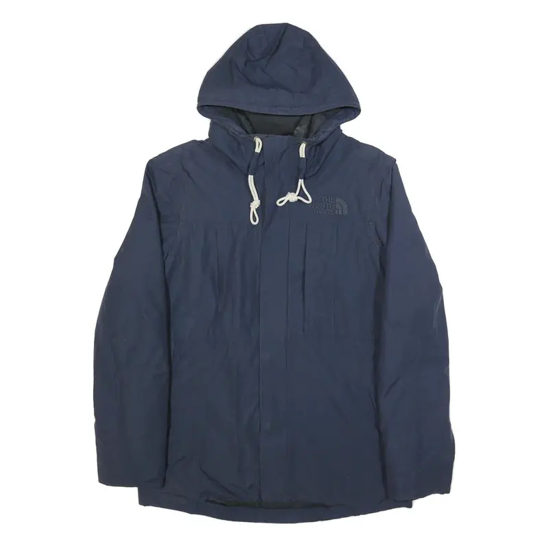 The North Face Mens Navy Blue Cotton Blend Zip Jacket M Hooded Casual Outdoor 1