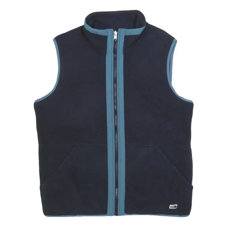 The North Face Mens Navy Blue Fleece Jacket M Polyester Sleeveless Zip 1