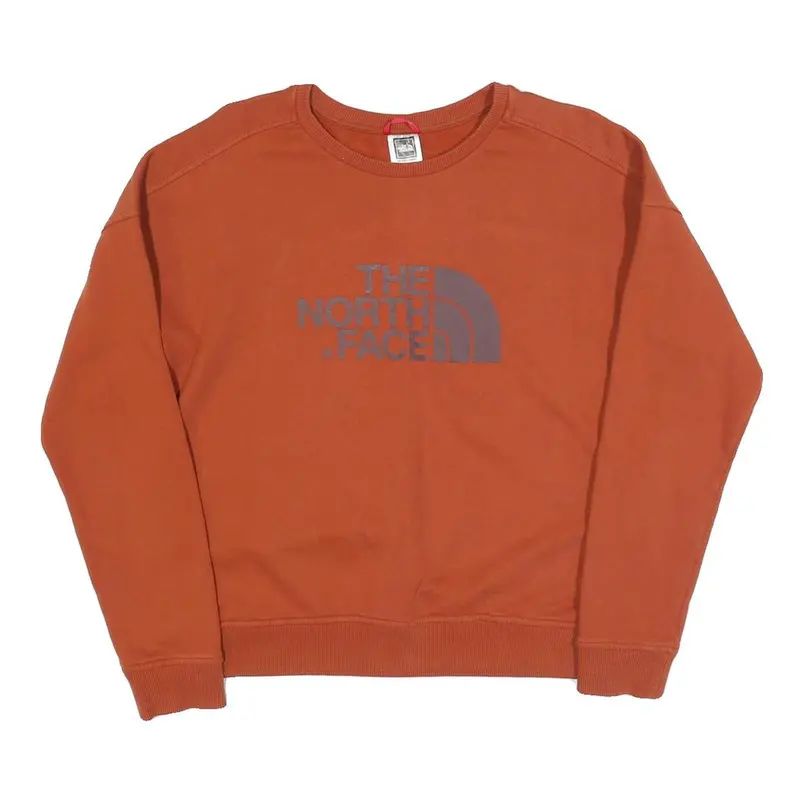 The North Face Mens Rust Orange Crew Neck M Cotton Blend Sweatshirt Pullover 1