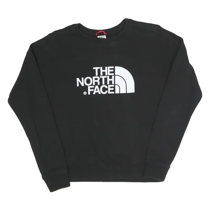 The North Face Womens Black Sweatshirt Crew Neck Xs Logo Print Casual Pullover 1