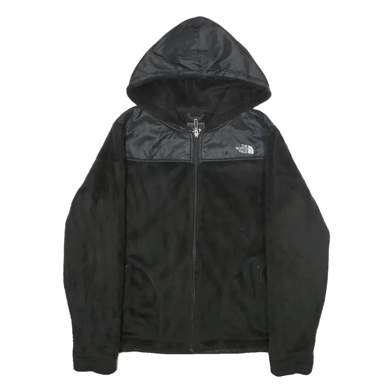 The North Face Womens Black Zip Hooded Jacket M Polyester Fleece Casual Outdoor 1
