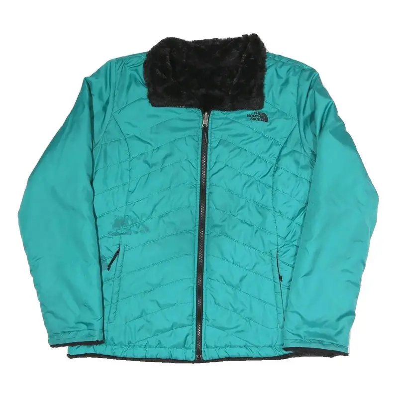 The North Face Womens Blue & Black Outdoor Jacket L Polyester Blend Woven Plain 1