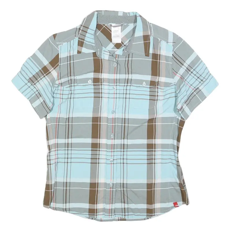 The North Face Womens Blue & Brown Check Shirt L Lightweight Outdoor Casual 1