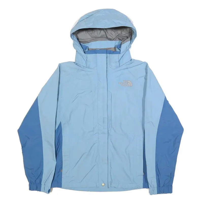 The North Face Womens Blue & Light Blue Outdoor Jacket S Nylon Zip Plain Hooded 1