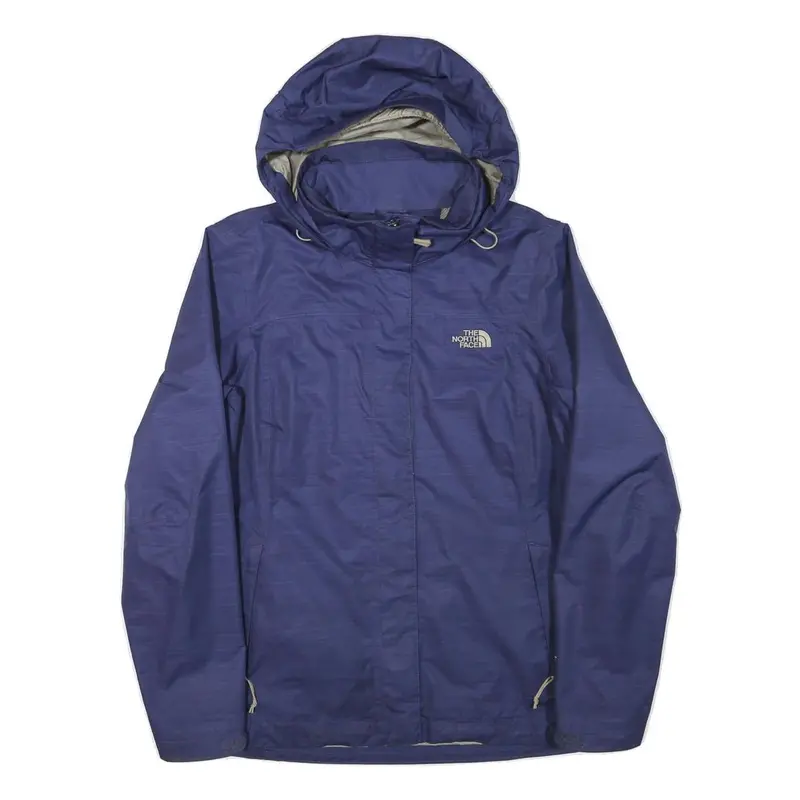 The North Face Womens Blue Outdoor Jacket M Polyester Blend Plain Hooded Zip 1