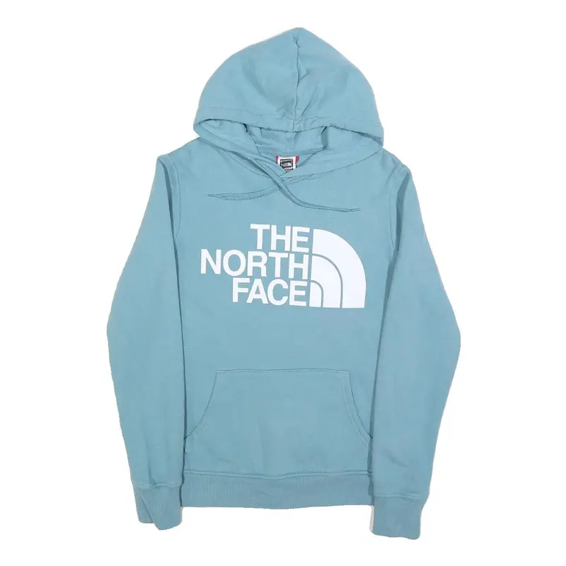 The North Face Womens Blue Pullover Hoodie S Cotton Logo Sweatshirt 1