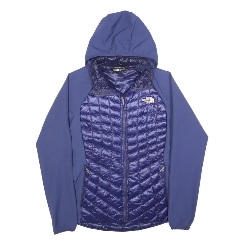 The North Face Womens Blue Quilted Track Jacket M Polyester Hooded Zip 1
