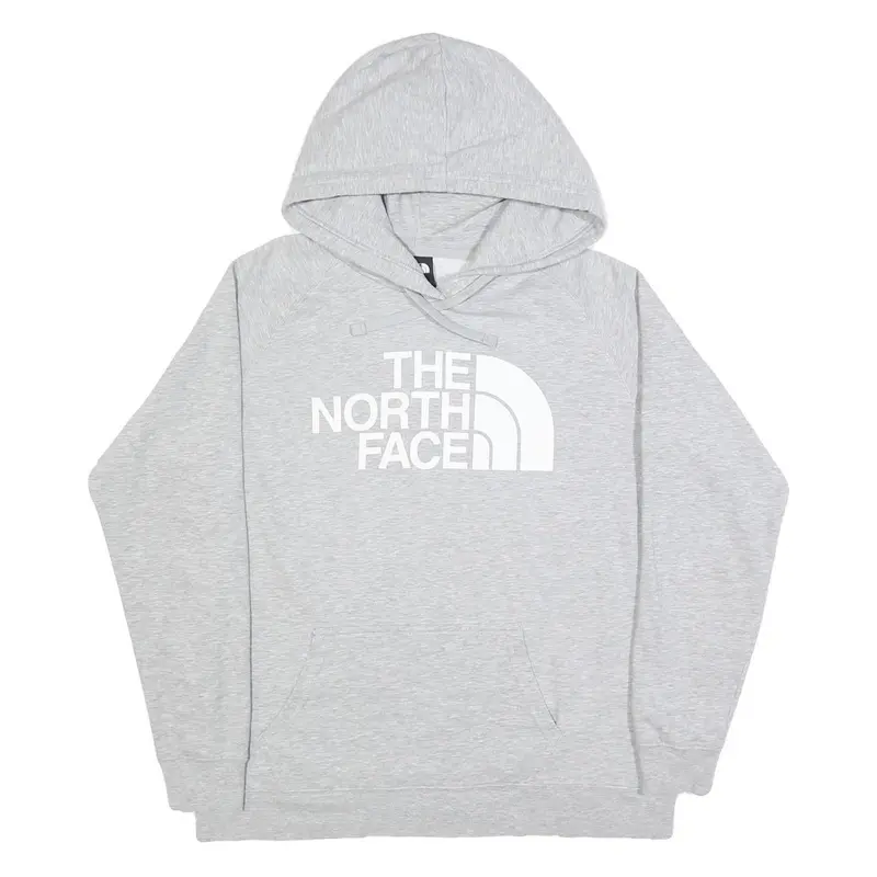 The North Face Womens Grey Hoodie L Cotton Blend Casual Pullover Sweatshirt 1