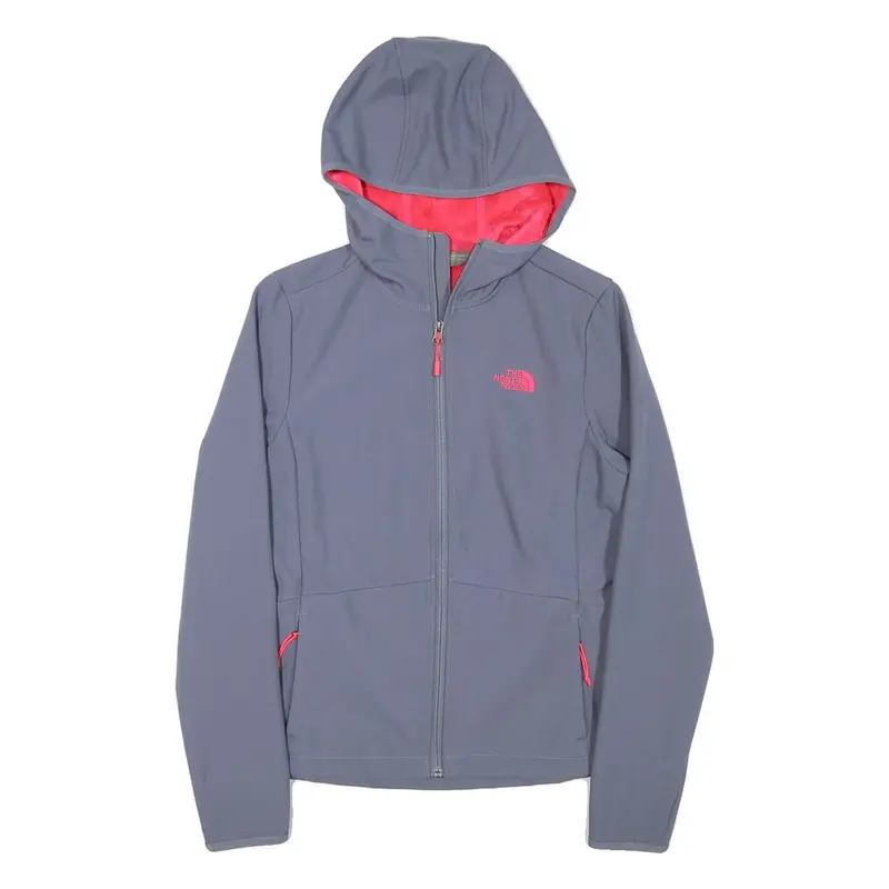 The North Face Womens Grey Pink Hoodie Jacket S Polyester Blend Zip Outdoor 1