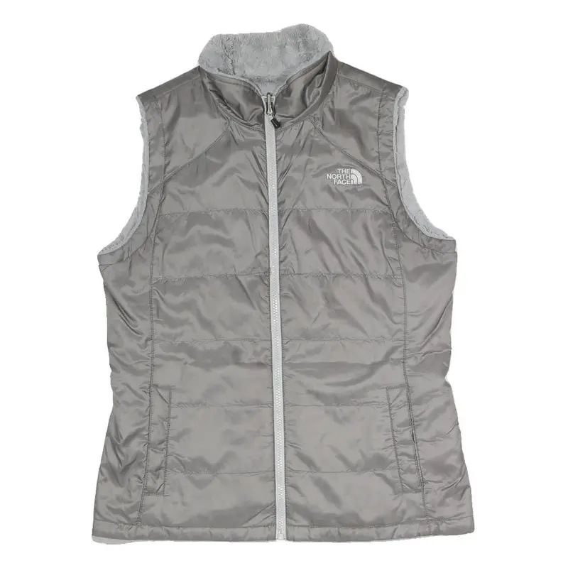 The North Face Womens Grey Reversible Zip Vest Polyester Blend S Plain Outdoor 1