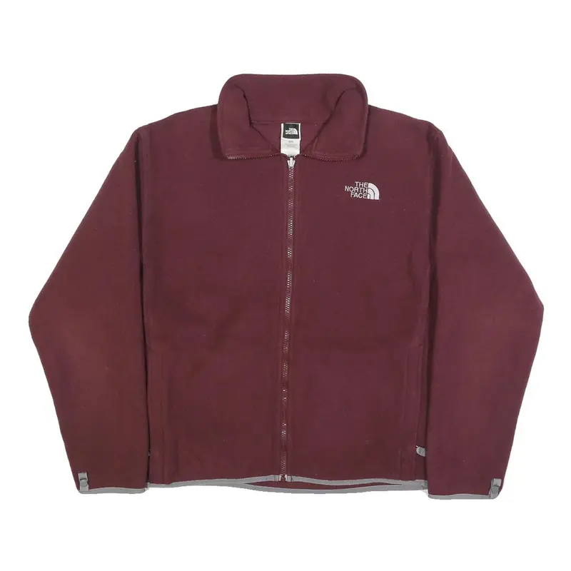 The North Face Womens Maroon Jacket M Polyester Plain Zip Outdoor 1