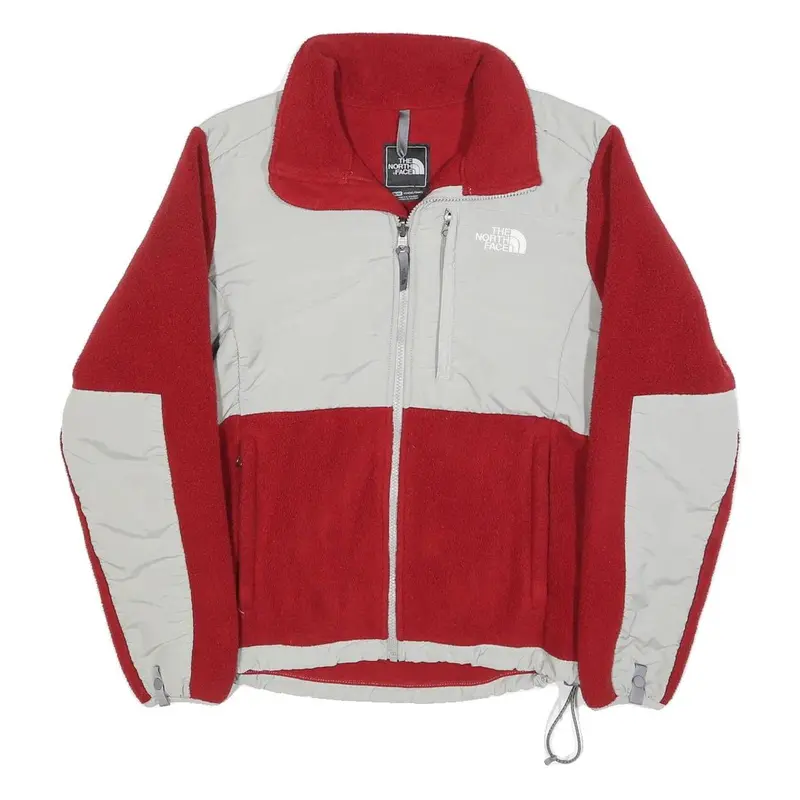 The North Face Womens Red & Grey Zip Fleece Jacket M Polyester Outdoor Casual 1