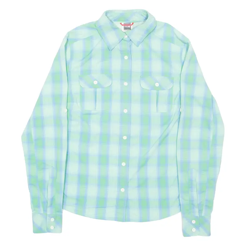The North Face Womens Shirt Green Check Long Sleeve Xs 1