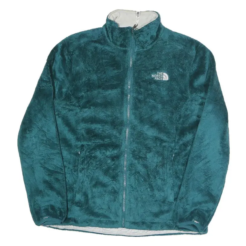 The North Face Womens Teal Blue Fleece Jacket M Polyester Zip Soft Warm 1