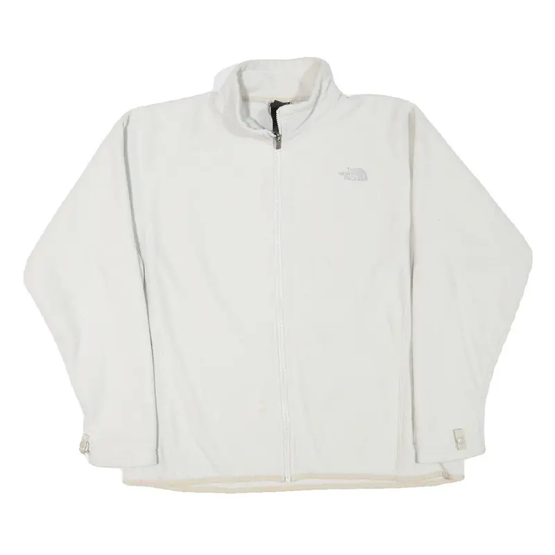 The North Face Womens White Fleece Jacket L Polyester Blend Zip Casual Outdoor 1