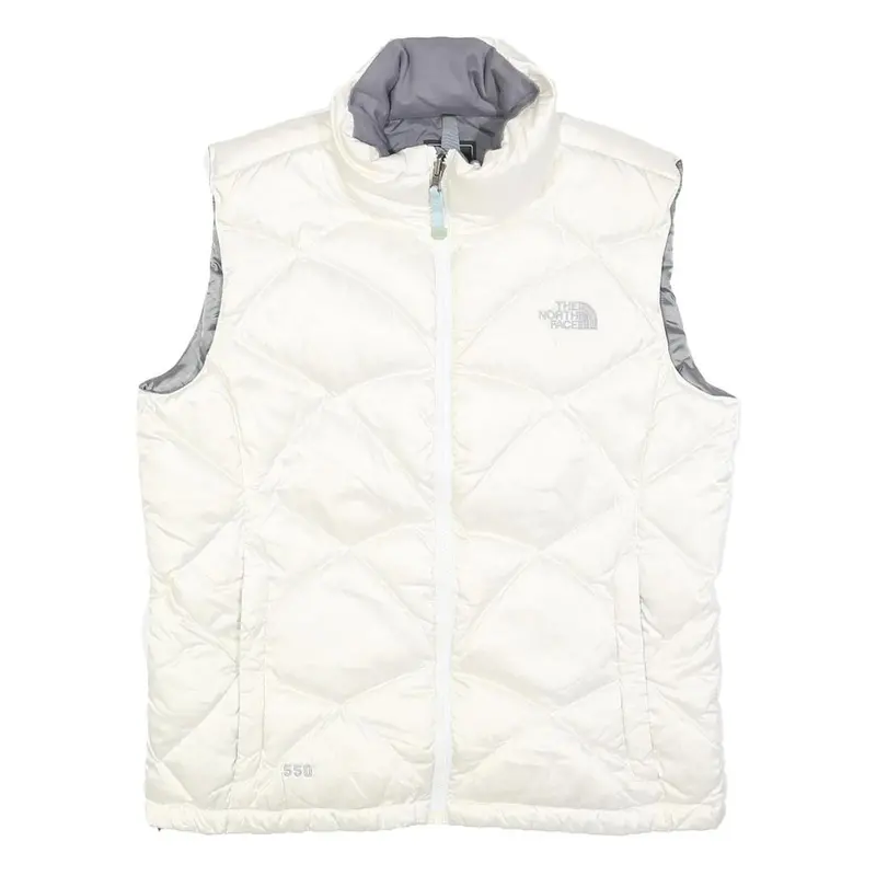 The North Face Womens White Jacket L Nylon Quilted Lightweight Outdoor Vest 1