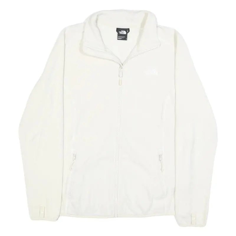 The North Face Womens White Jacket L Polyester Zip Plain Warm Lightweight 1