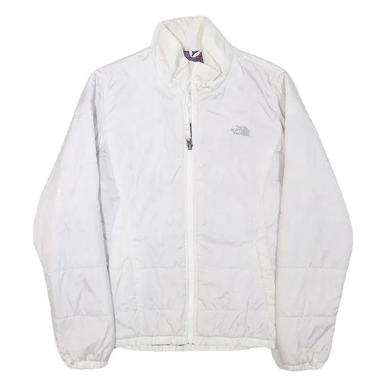The North Face Womens White Jacket M Polyester Blend Plain Outdoor Zip Warm 1