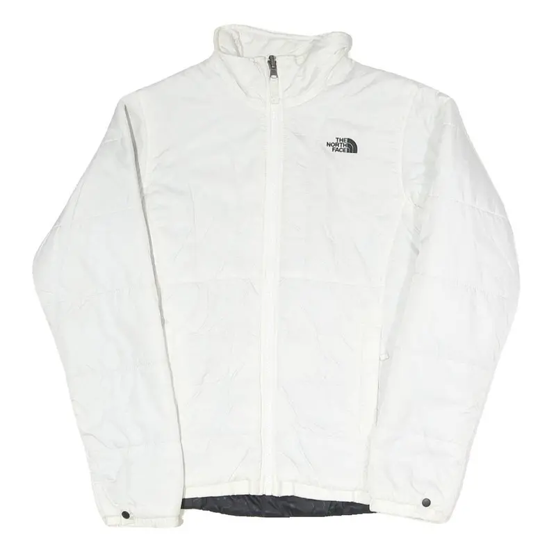 The North Face Womens White Outdoor Jacket Xs Polyester Blend Plain Zip 1