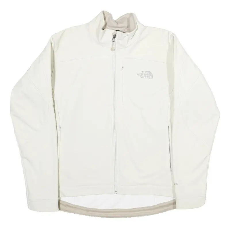 The North Face Womens White Softshell Jacket L Polyester Blend Zip Performance 1