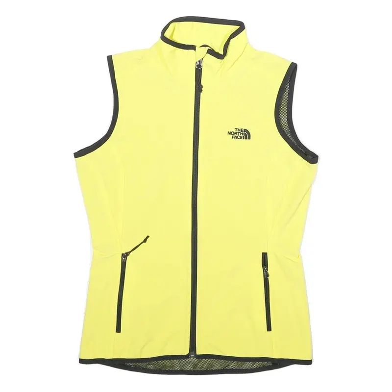 The North Face Womens Yellow & Black Sleeveless Zip Jacket S Polyamide Blend 1