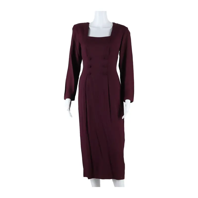 The Nu-Oz Group Womens Day Dress Maroon Long Sleeve Long S 1
