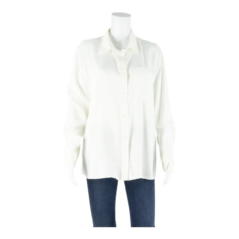 The Shirt Company Oversized Womens Blouse Shirt Cream Collared Viscose Uk 12 1