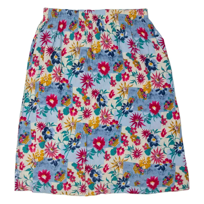 The Villages Womens A-Line Skirt Blue Knee Length Floral M 1