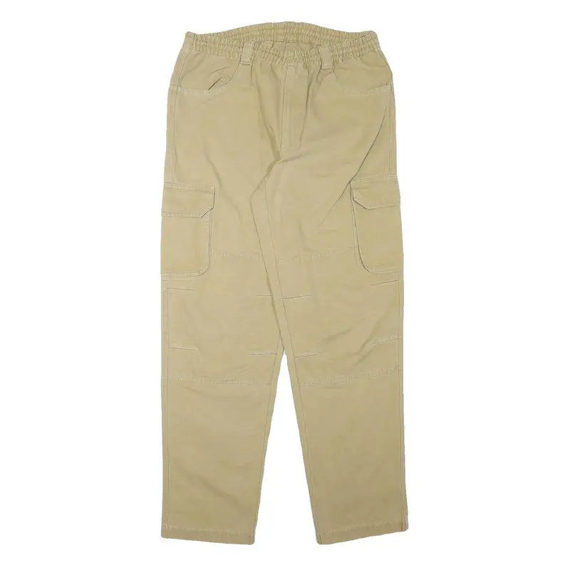 Think Pink Mens Cotton Blend Beige Relaxed Cargo Trousers W34 L33 Casual Zip 1