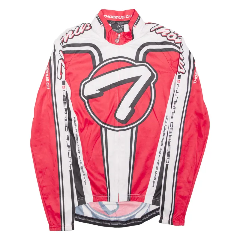 Thomas Full Zip Cycling Shirt Mens Jersey Red Long Sleeve L 1