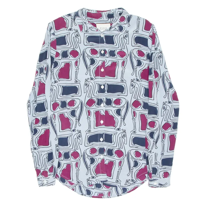Thomas Pink London Womens Shirt Grey Silk Crazy Pattern Long Sleeve Uk 6 1